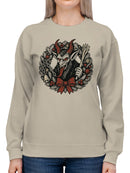Krampus Wreath Holiday Design Women's Sweatshirt