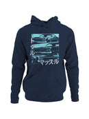 Retro Muscle Car Design with Japanese Text Men's Hoodie